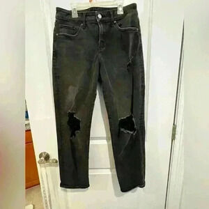 Express Black Ripped Jeans Size 8, mid rise, Boyfriend